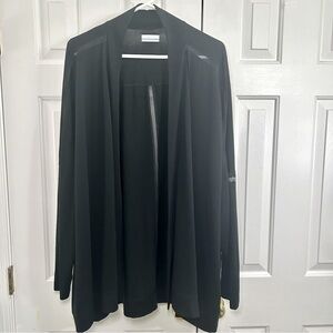 Columbia Long Line Open Front Lightweight Neutral Black Cardigan Top Plus Sz 2X